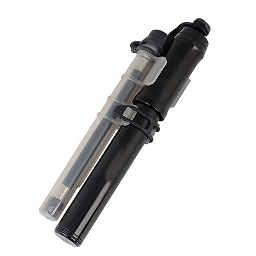 Bike Pump : Bicycle Floor Pump Bicycle Mini Manual Pump Aluminum Alloy With Frame Mounting Parts Easy Pumping (Color : Black, Size : 195mm)