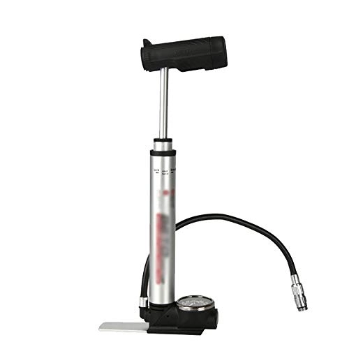 Bike Pump : Bicycle Pump, 160 PSI Bike Pump Portable Manual Bicycle Air Pump For Schrader & Presta Valves Tyre With Gauge (Color : Silver, Size : 28.5cm)