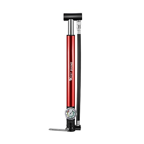 Bike Pump : Bicycle Pump Aluminum Alloy High Air Pressure Gauge Small Volume High Two Standard Interface Pressure Portable Inflation Equipment Cycling Equipment (red)