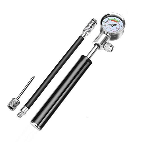 Bike Pump : Bicycle Pump Ball Pump Mini Bike Pump with Gauge Bicycle Pump Ultra Lightweight Fits Presta & Schrader Valve for Road and Mountain Bikes Balloon Inflatable Boa ( Color : Black , Size : 19.7cm )