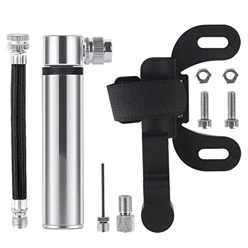 Bike Pump : Bicycle Pump Bicycle Pump 120 PSI Ultra Lightweight Mini Bike Pump Fits Presta & Schrader Valve With Extending Head Multicolor Optional for Road Bike Mountain Bike ( Color : Silver , Size : 9.8cm )