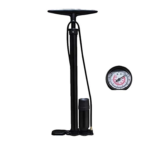 Bike Pump : Bicycle pump High Pressure Bike Stand Floor Pump Valves 100 PSI Floor Drive With Gauge Bike Pump Mini Bike Pump (Color : Black, Size : 60cm)