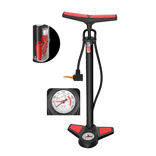 Bike Pump : Bicycle Pump, High Pressure Floor Standing Bike Pump Cycle Bicycle Tyre Hand Pump With Air Pressure Gauge (Color : Black, Size : 65cm)