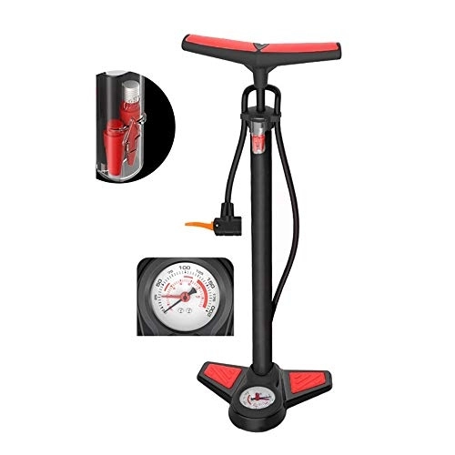 Bike Pump : Bicycle pump High Pressure Floor Standing Bike Pump Cycle Bicycle Tyre Hand Pump With Air Pressure Gauge Floor Drive With Gauge Suitable for all kinds of bicycles ( Color : Black , Size : 65cm )