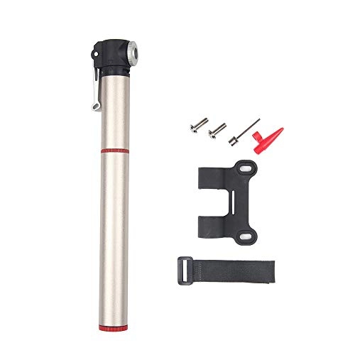 Bike Pump : Bicycle Pump Mounted Portable Bike Pump With Gauge Fits Presta & Schrader, Long Piston For Fast Inflation Bicycle Air Pump (Color : Silver, Size : 21x2.2cm)