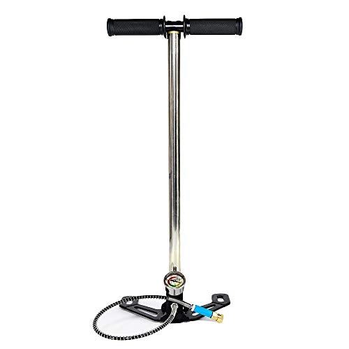 Bike Pump : Bicycle Pump Set High Pressure Hand Pump Pressure Control Bike Pump 40MPA Hand Pump Built-in Oil And Water Separator Lightweight Portable Bike Pump with Pressure Gauge ( Color : Silver , Size : 63cm )
