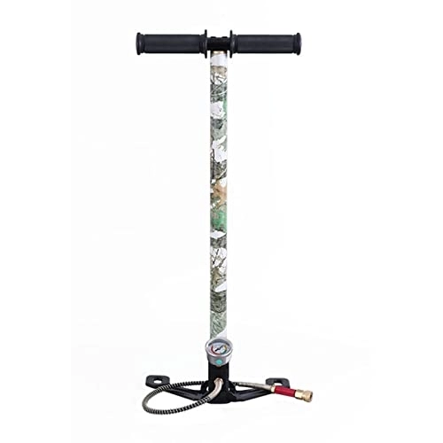 Bike Pump : Bicycle Pump, Stainless Steel High Pressure Floor Pump with Extra Large Pressure Gauge 0-40Mpa Air Pump for All Valves (Large base folding Camouflage version)