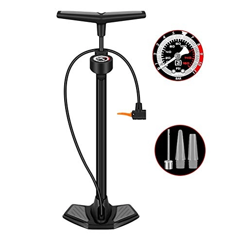 Bike Pump : Bike Floor Pump with Bike Pump High Pressure Bicycle Mini Pump With Gauge Simple Switch From , Tyre Pump Suitable For Mountain, BMX Bike, Balls And Inflatable Toys ( Color : Black , Size : 70cm )