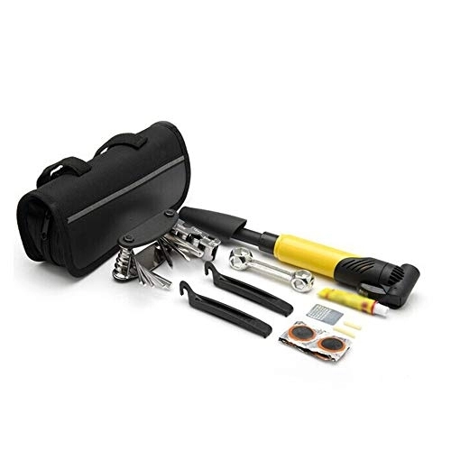 Bike Pump : Bike Pump A Bicycle Tire Repair Kit Bicycle Bicycle Pump And A Tool Case Miniature Portable Storage Bags Bicycle Puncture Quick & Easy To Use (Color : Yellow, Size : One size)