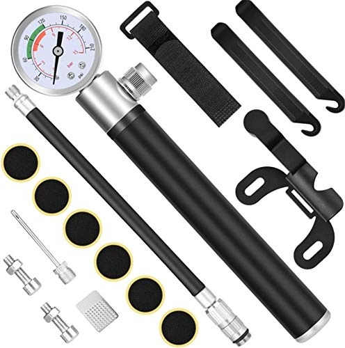 Bike Pump : Bike Pump, Aluminum Alloy Portable Tire Pump, Mini Portable Bicycle Pump with Needle, for Road, Mountain and Frame Mount