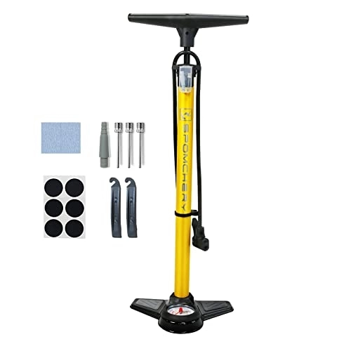 Bike Pump : Bike Pump, Bike Tire Pump with Gauge, Bicycle Floor Pump with High Pressure 160 Psi / Fits Schrader and Presta Valve Types - Air Pump for Bike Motorcycles and Other Inflatables（Bike Tire Repair Kit）