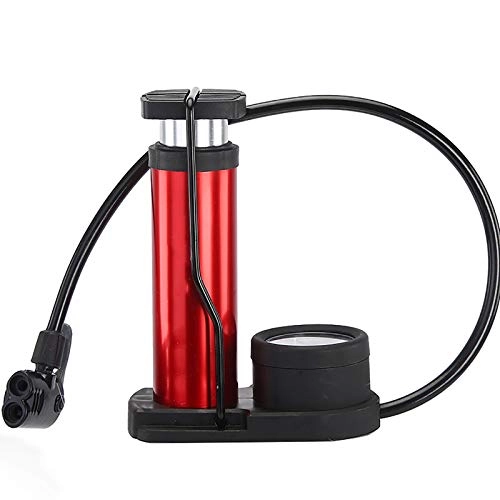 Bike Pump : Bike Pump Foot Pump Portable Mini High Pressure Bicycle Pump Electric Bicycle with Pressure Gauge Portable Air Pump (Color : Red, Size : 18cm)