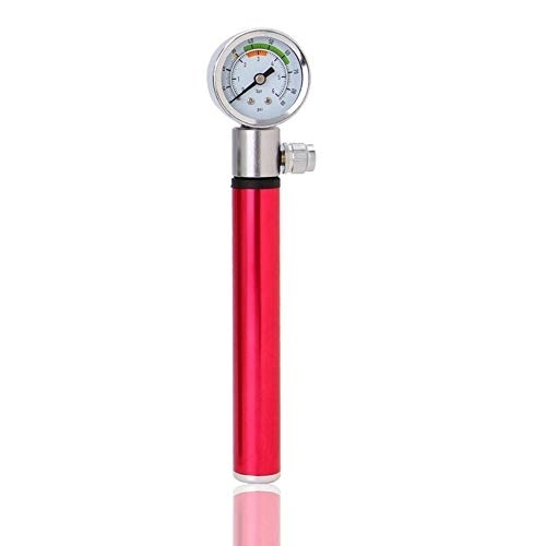 Bike Pump : Bike Pump Mini Bike Pump with Gauge Bicycle Pump Ultra for Bikes (Color : Red, Size : 19.5×2.1cm)