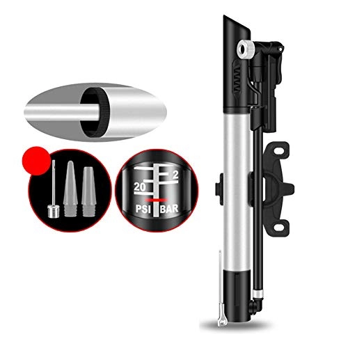 Bike Pump : Bike Pumps with Barometer, Bicycle Pump 117PSI, Mini Portable Bike Pump Quick & Easy To Use, Football Pump Needles Fits Presta &Schrader Valve, Bicycle Tyre Pump for Road, Mountain and MTB, SingleCylinder
