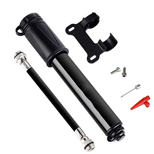 Bike Pump : Biking High-Pressure Pump, Bicycle Basketball Inflatable Tube, Mini Portable Small Pump With Hose (Color : Black)
