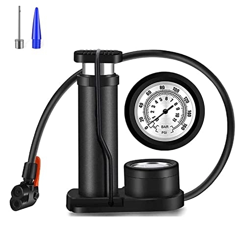 Bike Pump : BNVB Mini Portable Bike Pump, Ball Pump with Needles, Foot Activated Bicycle Pump with Pressure Gauge fits Universal Presta & Schrader Valve, Extra Valve and Gas Needle for Balloon Toy Ball.