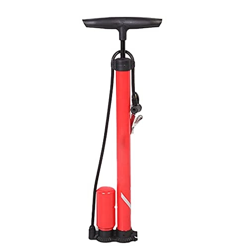 Bike Pump : BWHNER Upgraded Bike Pump, with 90PSI Pressure Gauge, Ergonomic Handle (3 Color), for Bicycles, Motorcycles, Swimming Ring, Basketball, Red