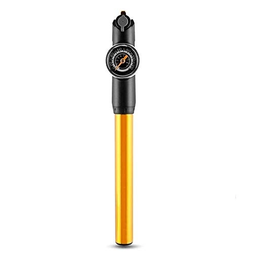 Bike Pump : BZLLW Bicycle Ergonomic Bike Pump with Gauge, Mini Portable Air Pump for Home Football Motorcycle Basketball Cycling Accessories (Color : Yellow)