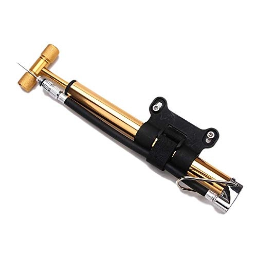 Bike Pump : BZLLW Bicycles Floor Pump, Mini Multi-Functional Bicycle Foot Activated Floor Pump, Includes Needle to inflate Sports Balls for Volleyball, Football, Soccer and Basketball (Color : Gold)