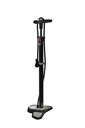 Bike Pump : Büchel Air Pump with Pressure Gauge with Dual Head Stand with 3 Adaptors, Max. 7 Bar, Black, 62309567