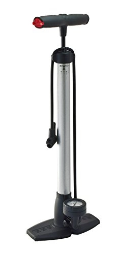 Bike Pump : Büchel Aluminium Floor Pump with Pressure Gauge with Dual Head Silver 11.5 x 23.5 x 60 cm 62302012