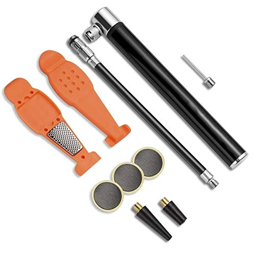 Bike Pump : CaoQuanBaiHuoDian Bike Pump Compact, Lightweight and Easy-to-carry Bicycle Equipped with an Inflated air Tube Pump and Puncture Repair kit Widely Used Portable Pump (Color : Black, Size : 7.8"*0.83")
