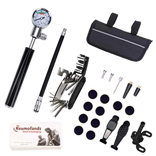 Bike Pump : Car pump air compressor Mini bicycle pump, bicycle pump Compact Portable alloy frame pump, pump for bicycle Max pressure 120psi / 8 bar Compatible with Presta and Schrader, comes with Reparierwerkzeug