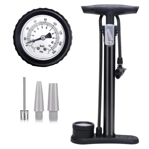 Bike Pump : CEWROM Bike Floor Pump All Valves, Bicycle Pump with Presta & Schrader French, Portable Floor Air Pump with Large Pressure Gauge, Dual Head Suitable for Bicycle, Car and Balls