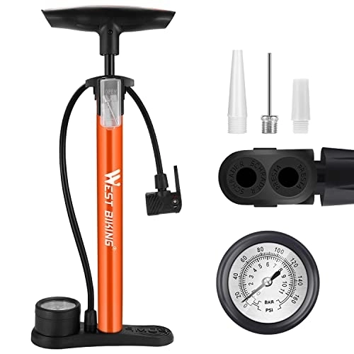 Bike Pump : CHIMONA Bike Air Pump 160 PSI, Portable Bike Tire Pumps with Schrader and Presta Valve, Mini Floor Bicycle Air Pump with Ball Needles and Balloons Nozzle, Inflator for Soccer Basketball…