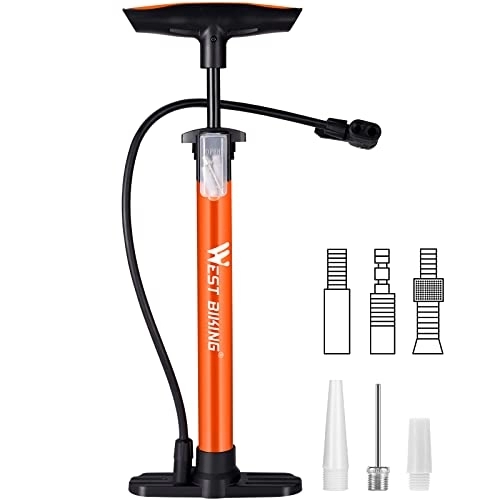 Bike Pump : CHIMONA Bike Air Pump 160 PSI, Portable Bike Tire Pumps with Schrader and Presta Valve, Mini Floor Bicycle Air Pump with Ball Needles and Balloons Nozzle, Inflator for Soccer Basketball Sport Balls