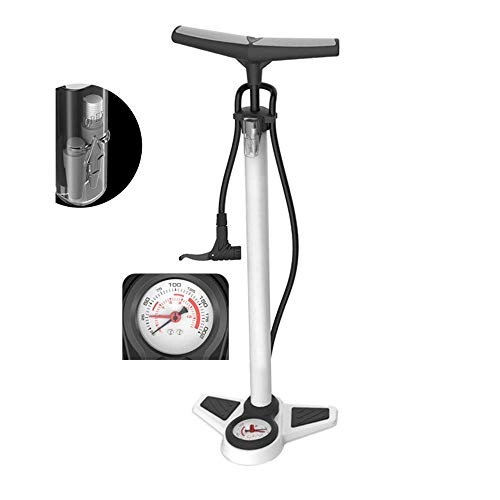 Bike Pump : Chyuanhua Bicycle Pump Portable High Pressure Floor Pump Cycle Bicycle Hand Bicycle Tire Pump Pressure Gauge Bicycle Tire Air Pump (Color : White, Size : 65cm)
