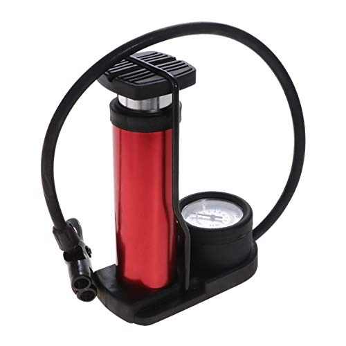 Bike Pump : CLISPEED Foot Pump Inflator with Barometer High Pressure Mini Bicycle Tire Floor Pump Aluminum Alloy Activated Pump for Bike Tire (Red)