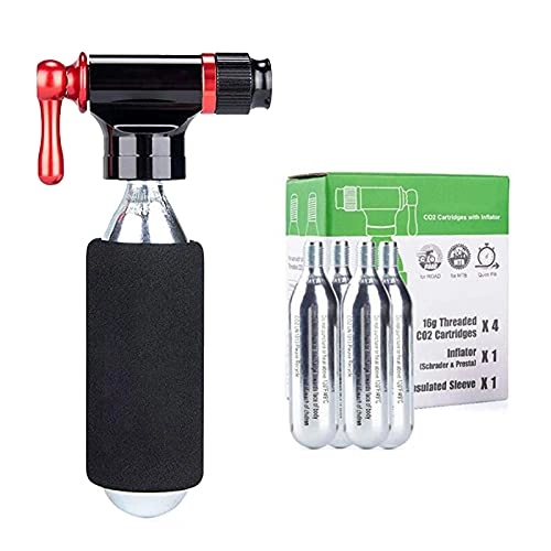 Bike Pump : CO2 Bicycle Pump Set CO2 for Air Pumps Mini Pumps CO2 Capsules CO2 Inflator Quick Lightweight Compatible CO2 Inflator with Insulated Sleeve with Presta Schrader Valve for Road Bikes Mountain Bike