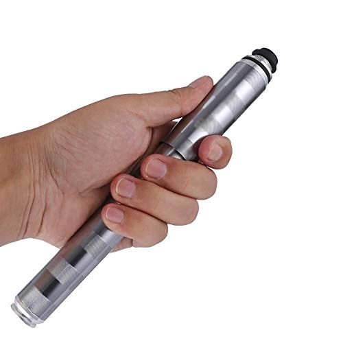 Bike Pump : Commuter Bike Pump Hand Push Portable Basketball Inflatable Tube Bike Tire Inflator Easy to Use (Color : Silver Size : 215mm)
