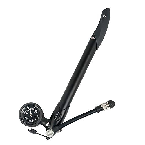 Bike Pump : Commuter Bike Pump Mountain Bike Mini Pump with Barometer Riding Equipment Convenient to Carry Easy to Use (Color : Black Size : 310mm)