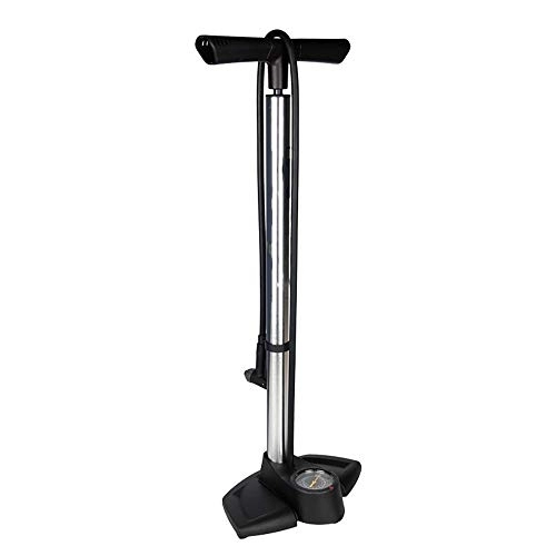 Bike Pump : Commuter Bike Pump Vertical Pump Mountain Bike Portable Handheld Aluminum Alloy Tire Inflation Easy to Use (Color : Silver Size : 680mm)