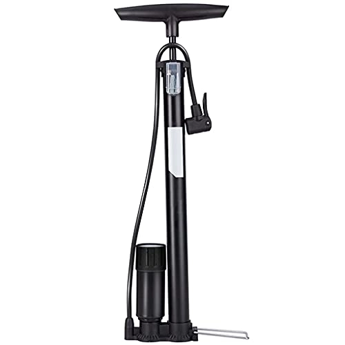 Bike Pump : convenient Floor Pumps Household Multifunctional Floor Pump, Bicycle Pump With Pointer Barometer, Suitable For Presta, Schrader Valve, Can Meet Electric Vehicles, Balls ( Color : Black , Size : 50*3.8