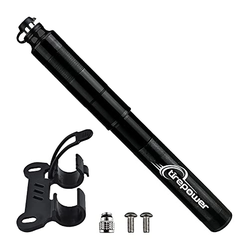 Bike Pump : Ctrepower Mini Bicycle Pump - Presta and Schrader Valve Compatible - CNC Machined Aluminum Alloy Barrel with 120PSI High Pressure - Portable Hand Pump for Road, BMX and Mountain Bike Tires