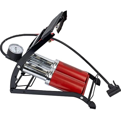 Bike Pump : Cycling Car Air Pump Outdoor Swimming Pool Car Pump Car Household Bicycle Special Pedal Tire Inflation Product (Color : Red, Size : 29 * 12 * 21.2cm)