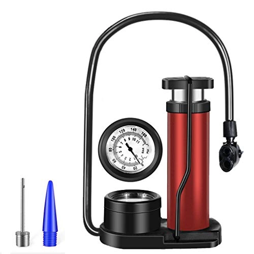 Bike Pump : Cycling Floor Pumps with Pressure Gauge Bike Pump Universal Presta & Schrader Valve Aluminum Alloy Portable Bicycle Tire Air Pump Bicycle Floor Pump with Ball Needle