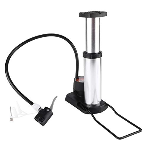 Bike Pump : DAUERHAFT Metal Bike Pump, Mini Portable Bicycle Foot Pump Bicycle Foot Pump With Pressure Gauge, Anti-Skid Pedal, with Gas Ball Needle, Convenient to Use, for Bicycle, Basketball