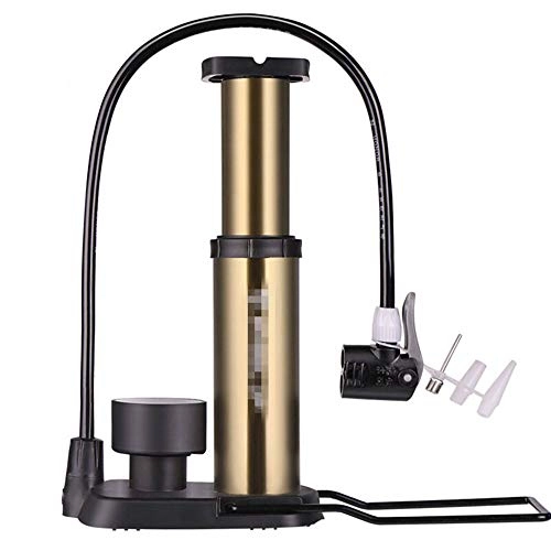 Bike Pump : DHTOMC Bike Pump Portable Mini Bike Pump Ultralight Bike Hose With Pressure Gauge 120 Psi High Pressure Bicycle Accessories For Road Mountain Bikes Motorcycle (Size:Onesize; Color:Gold)
