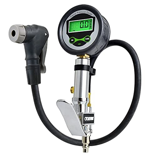 Bike Pump : Digital Universal Bicycle Tire Inflator Gauge with Auto-Select Valve Type - Presta and Schrader Air Compressor Tool