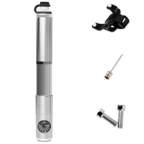 Bike Pump : DLSM Aluminum alloy mini bicycle pump hand pump pump high pressure portable road folding mini inflatable tube barometer basketball-C1