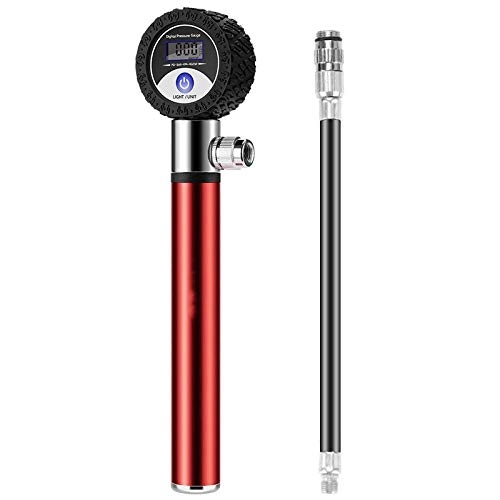 Bike Pump : DLSM Manual bicycle pump, portable aluminum alloy pump, LCD digital display tire pressure dial pump, aluminum alloy precision mini pump-C5