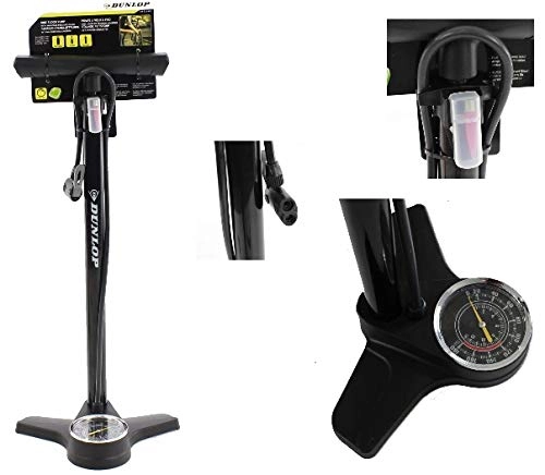 Bike Pump : DUNLOP bicycle floor pump with pressure gauge for all valves, bicycle floor pump, bicycle pump, air pump