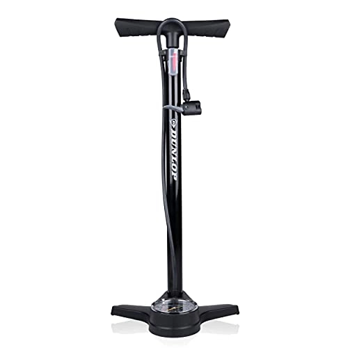Bike Pump : Dunlop Sport Dunlop - Bicycle Pump with pressure gauge - Double valve for Bikes and Cars, Black, standard size, 17049