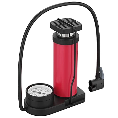 Bike Pump : DXIUMZHP Floor Pumps Bike Tire Pump Bicycle Foot Pedal Type Air Pump, Stable And Portable Mini Air Pump, With Pressure Gauge, Suitable For Presta, Schrader Valve (Color : Red, Size : 17 * 13 * 7cm)