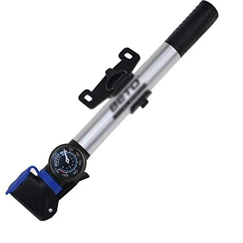 Bike Pump : Eastbride Bicycle pump with barometer, high pressure 120psi portable aluminum alloy pump, foldable handle, Fits Presta & Schrader Valve