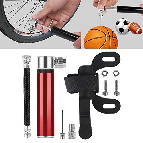 Bike Pump : Eastbride Mini portable bicycle pump, safe and durable, with bicycle frame and ball needle, Fits Presta & Schrader Valve-red